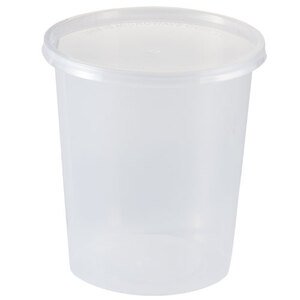EMPTY 32OZ CLEAR PLASTIC CONTAINER W/LID & VAPOR LOCK SEAL